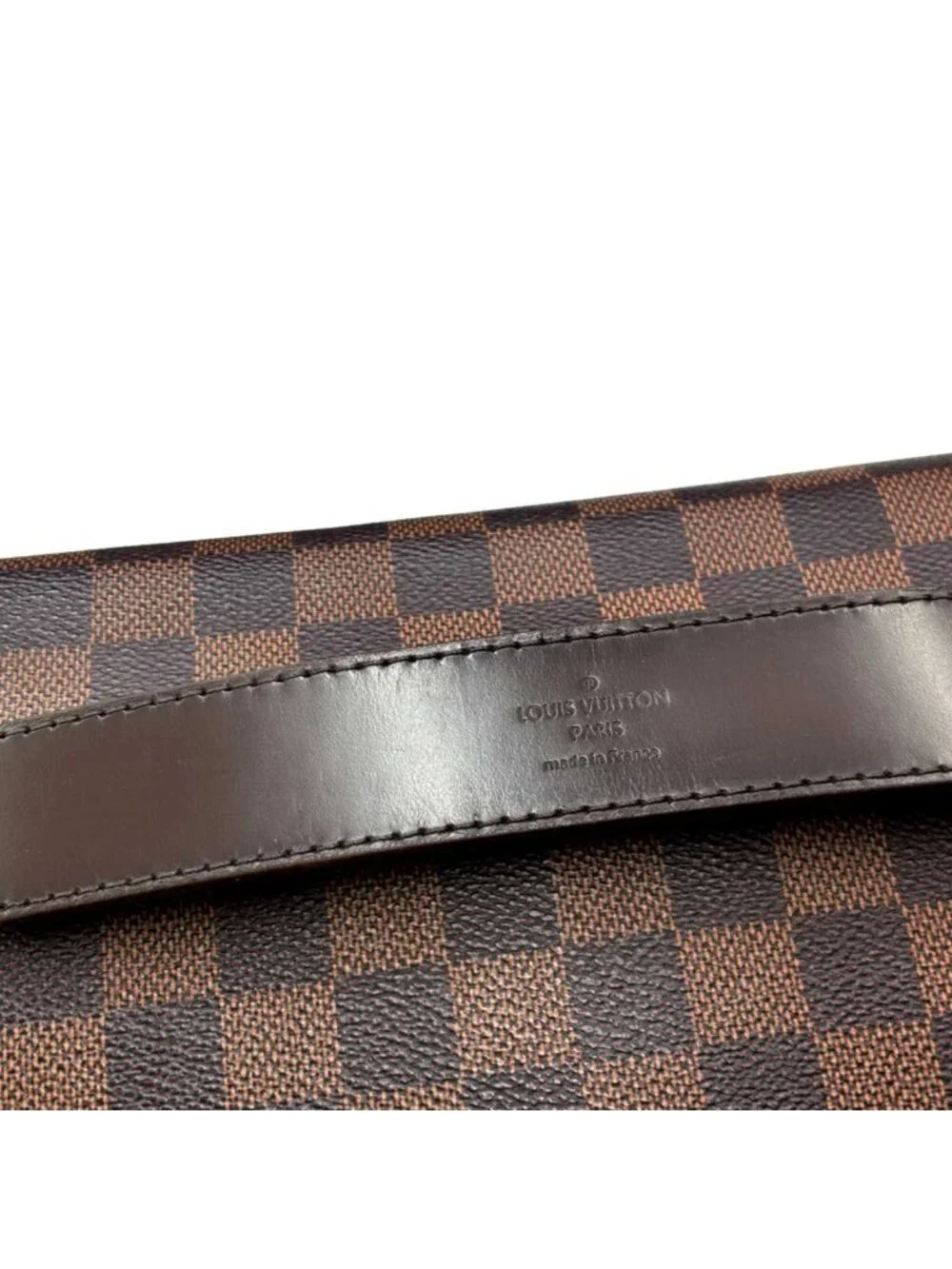 Louis Vuitton Damier Shelton MM Shoulder Bag Ebene Brown Gold